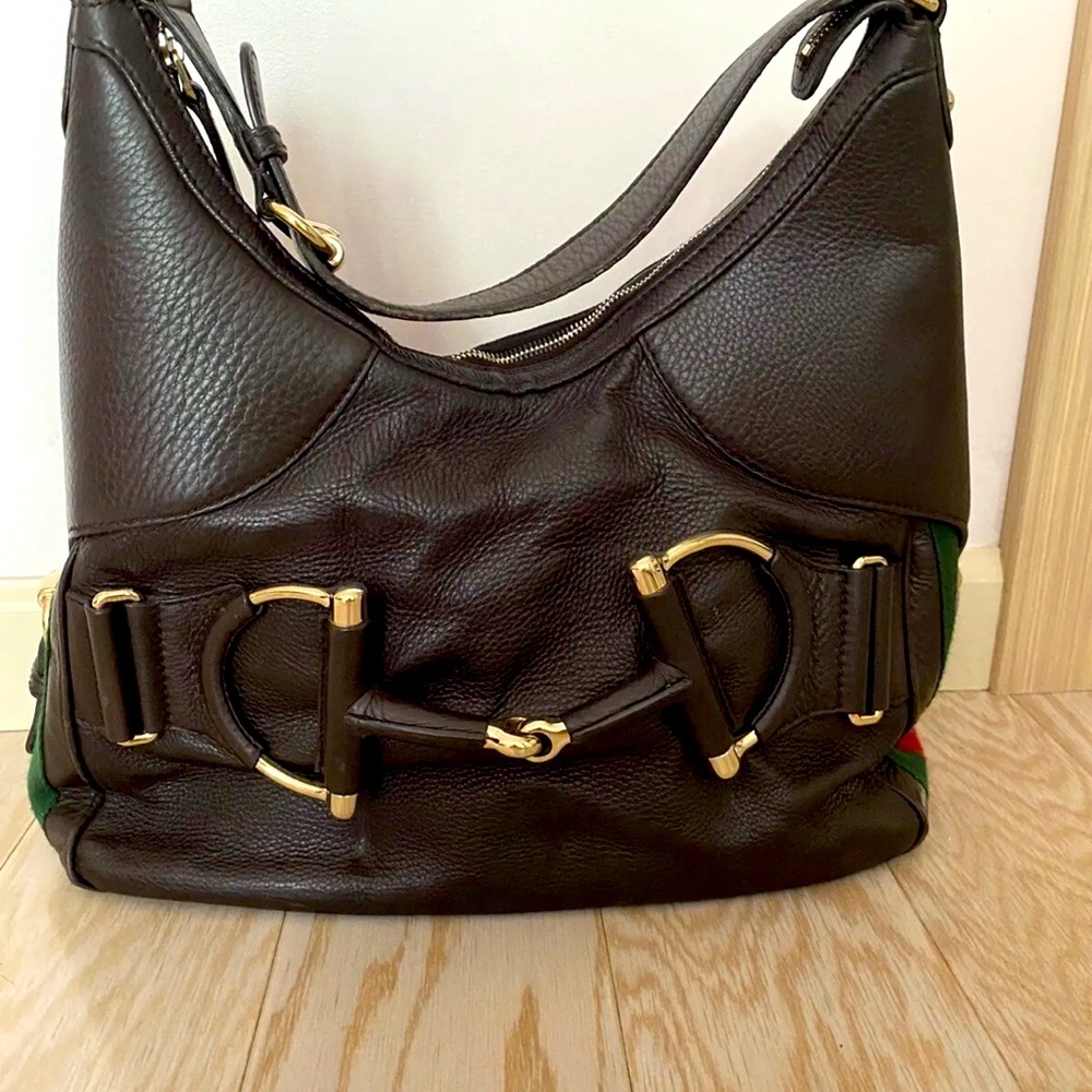Beautiful Gucci Heritage Horsebit Hobo Bag Brown leather